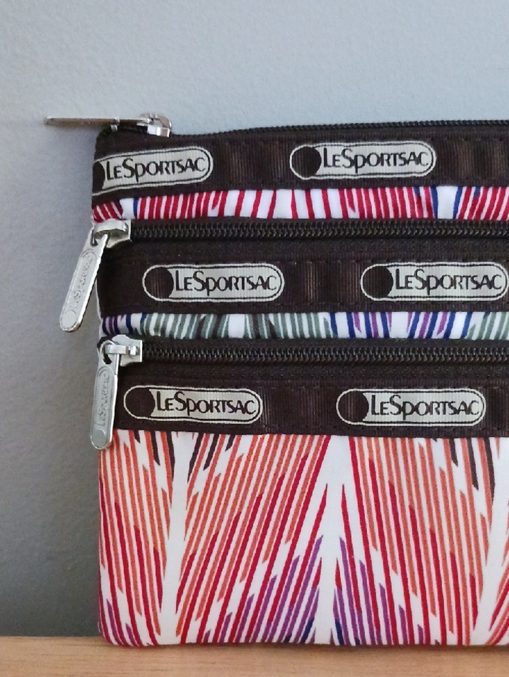 LeSportsac 3 Zip Multi Color Cosmetic Pouch - Picture 2 of 8